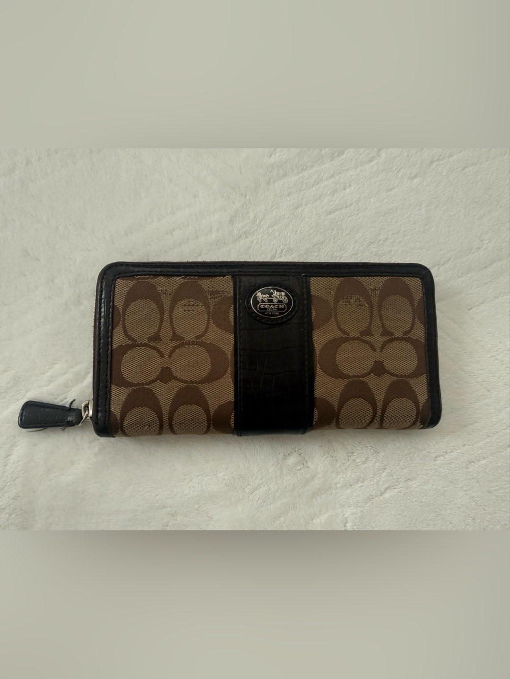 Vintage Coach Signature Brown Stripe Monogram Wallet